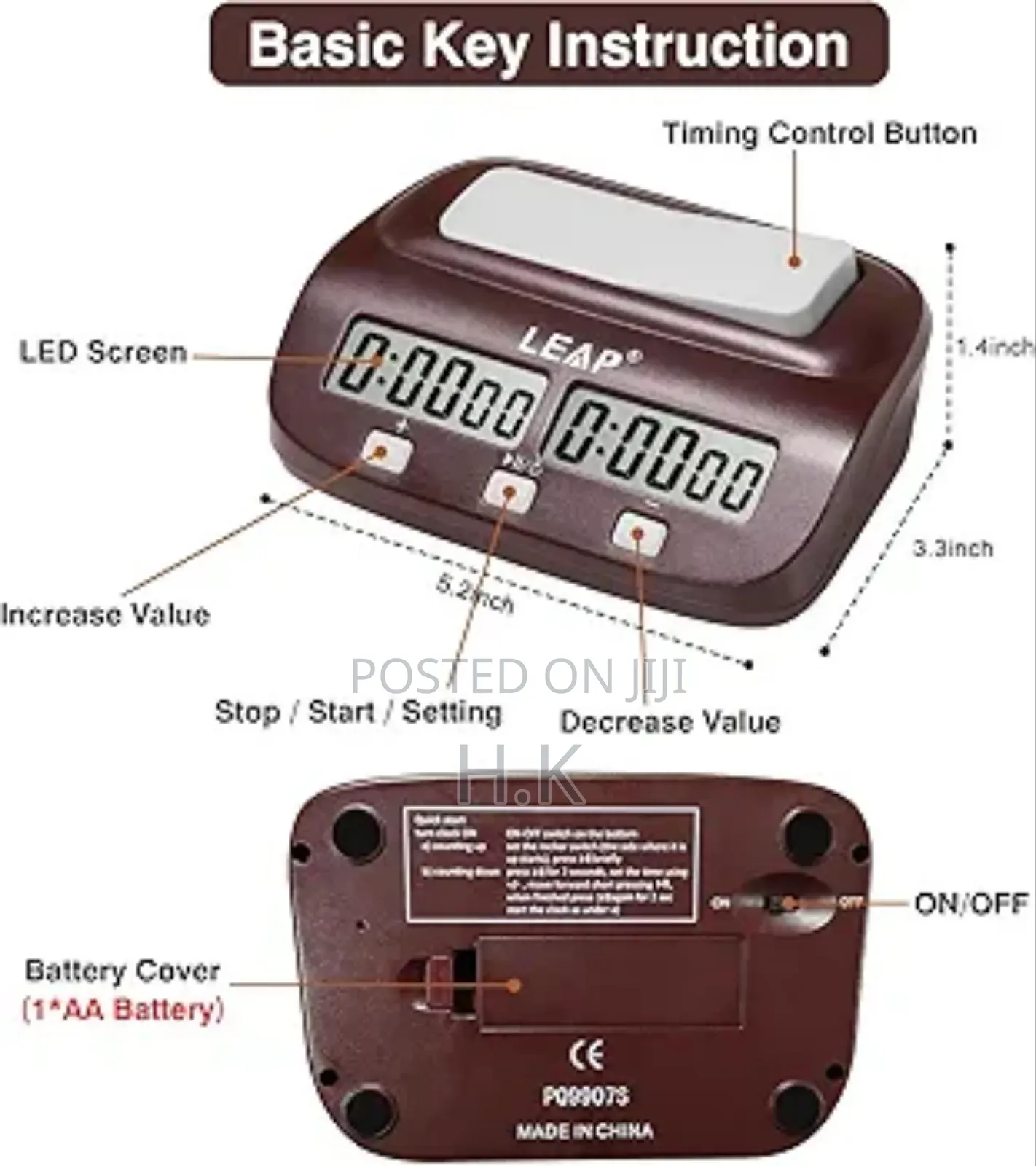 Leap Digital Chess Timer, Model Pq9907s