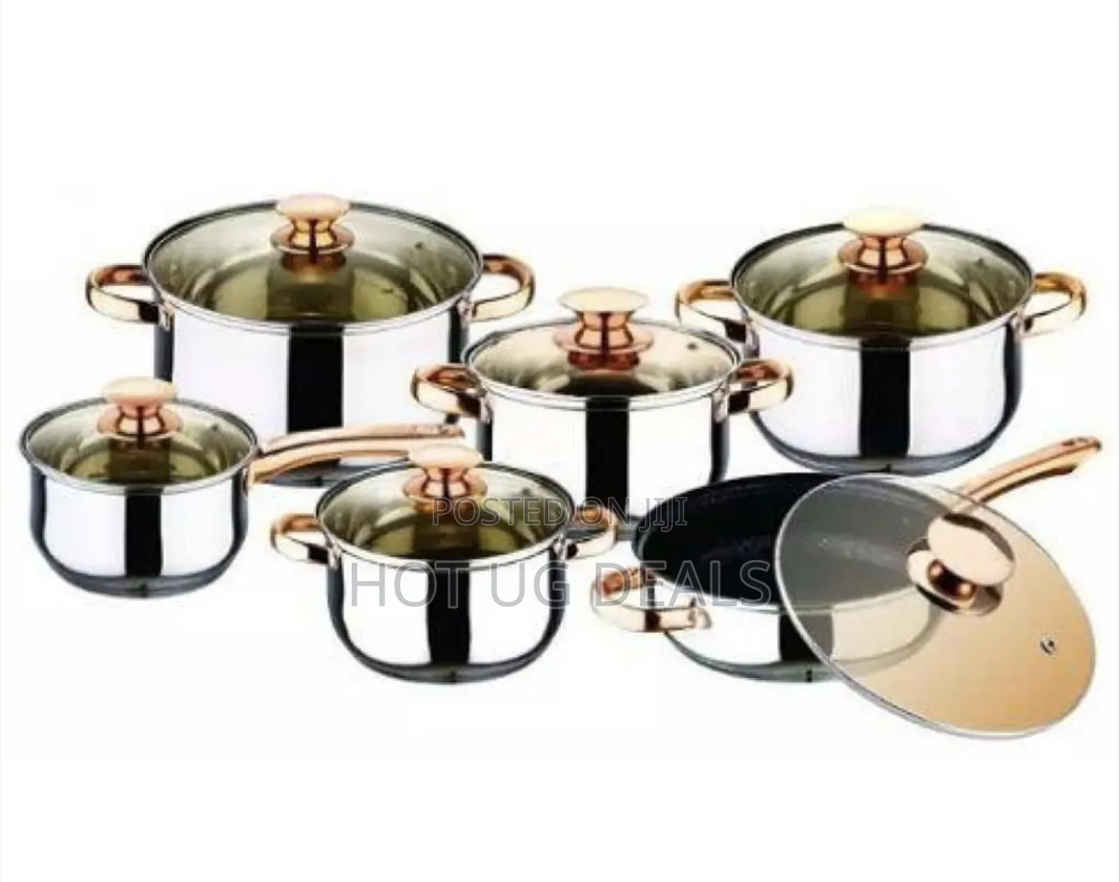 12pcs Multi-purpose Stainless Steel Saucepans Dishes -silver