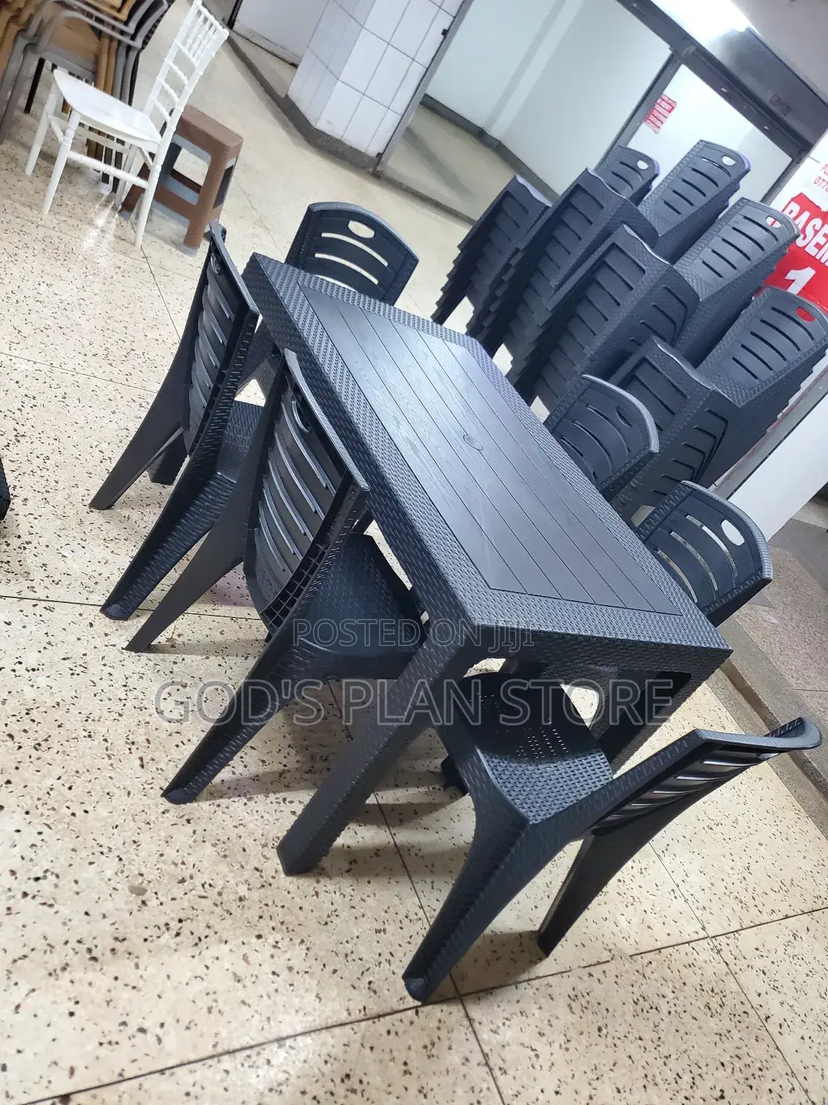 Restaurant Rectangular Plastic Table and Chairs