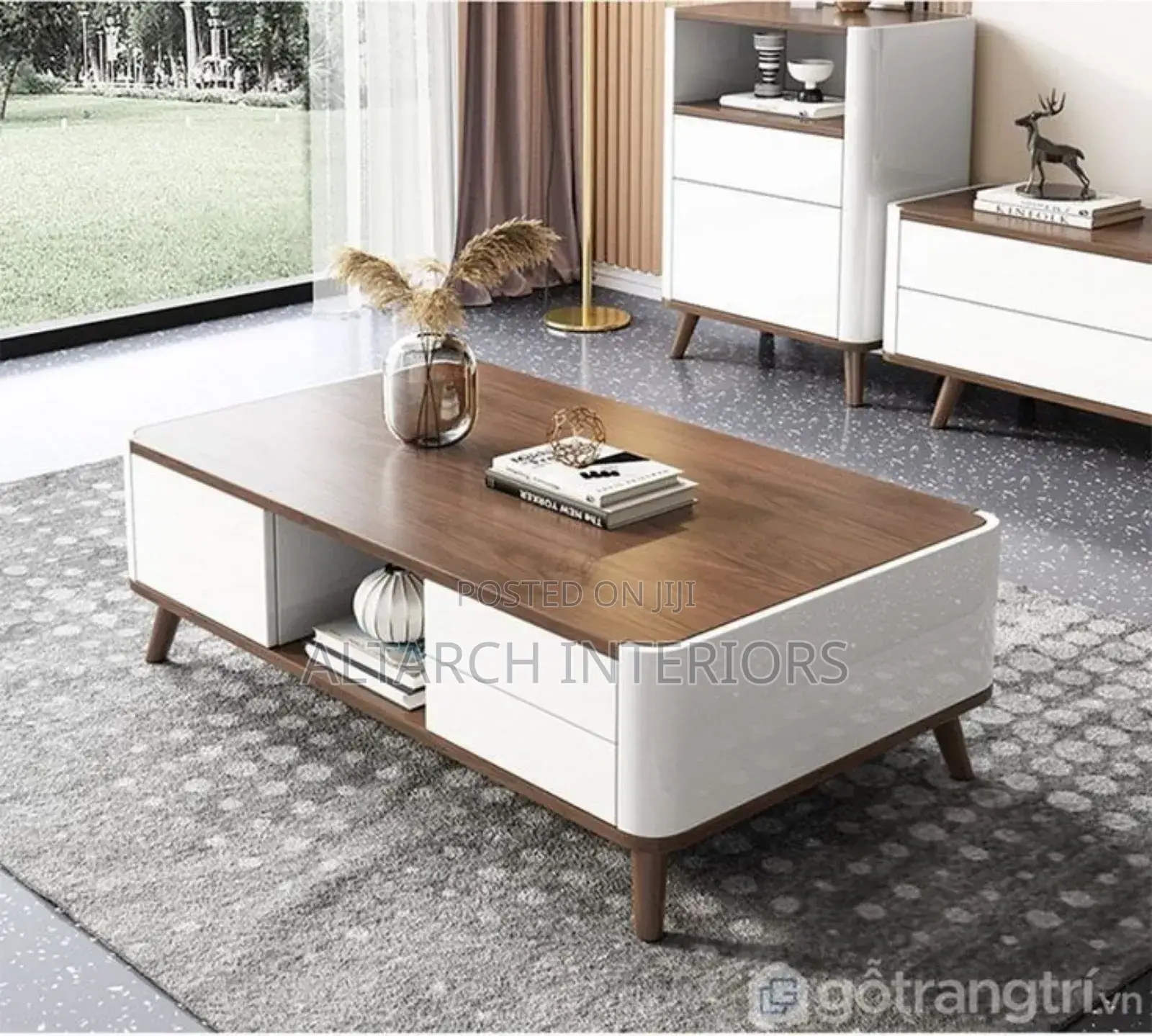 Brown and White Centre Table