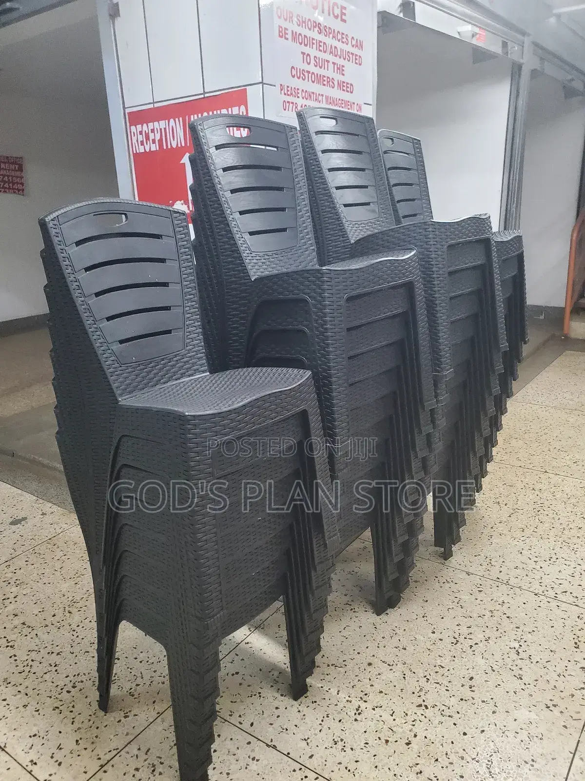 Black Armless Church Chairs Plastic