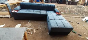 Black Sofa Set With High Density Mattress