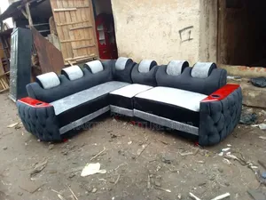 L Sofa Set Black and Grey in Colour