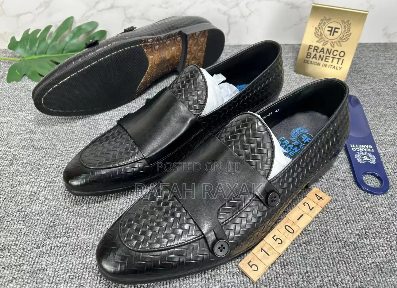 Original Black Franco Banetti Double Button Monkstrap Loafer
