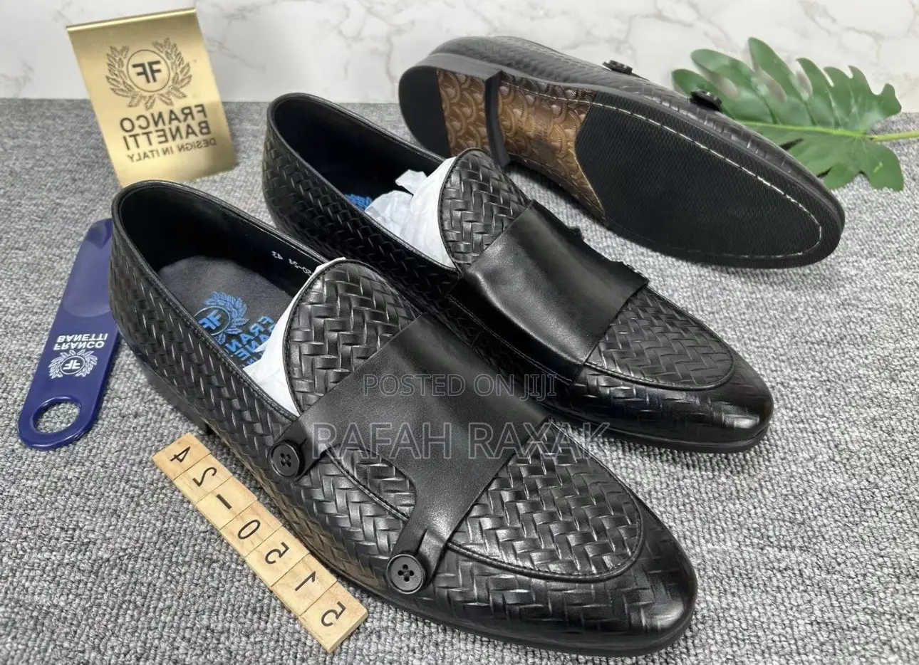 Original Black Franco Banetti Double Button Monkstrap Loafer