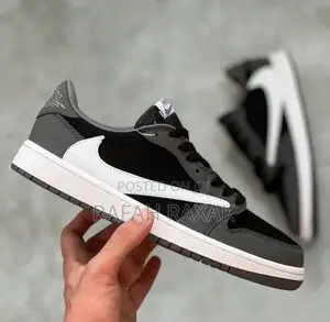Grey/Black/White Nike Air Jordan 1 Low Retro Sneakers