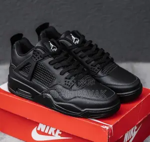 Men’S Original Leather Air Jordan 4 Retro Black Cat Sneaker