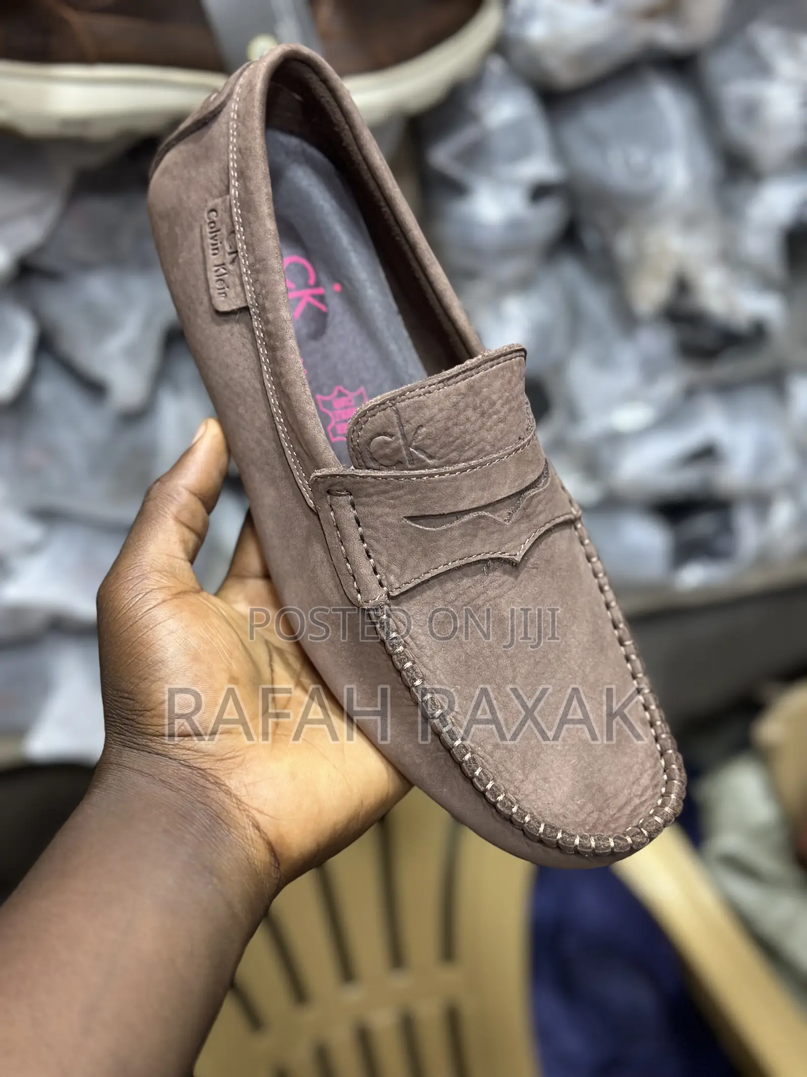 Men’S Classic Calvin Klein Rough Leather Moccasin