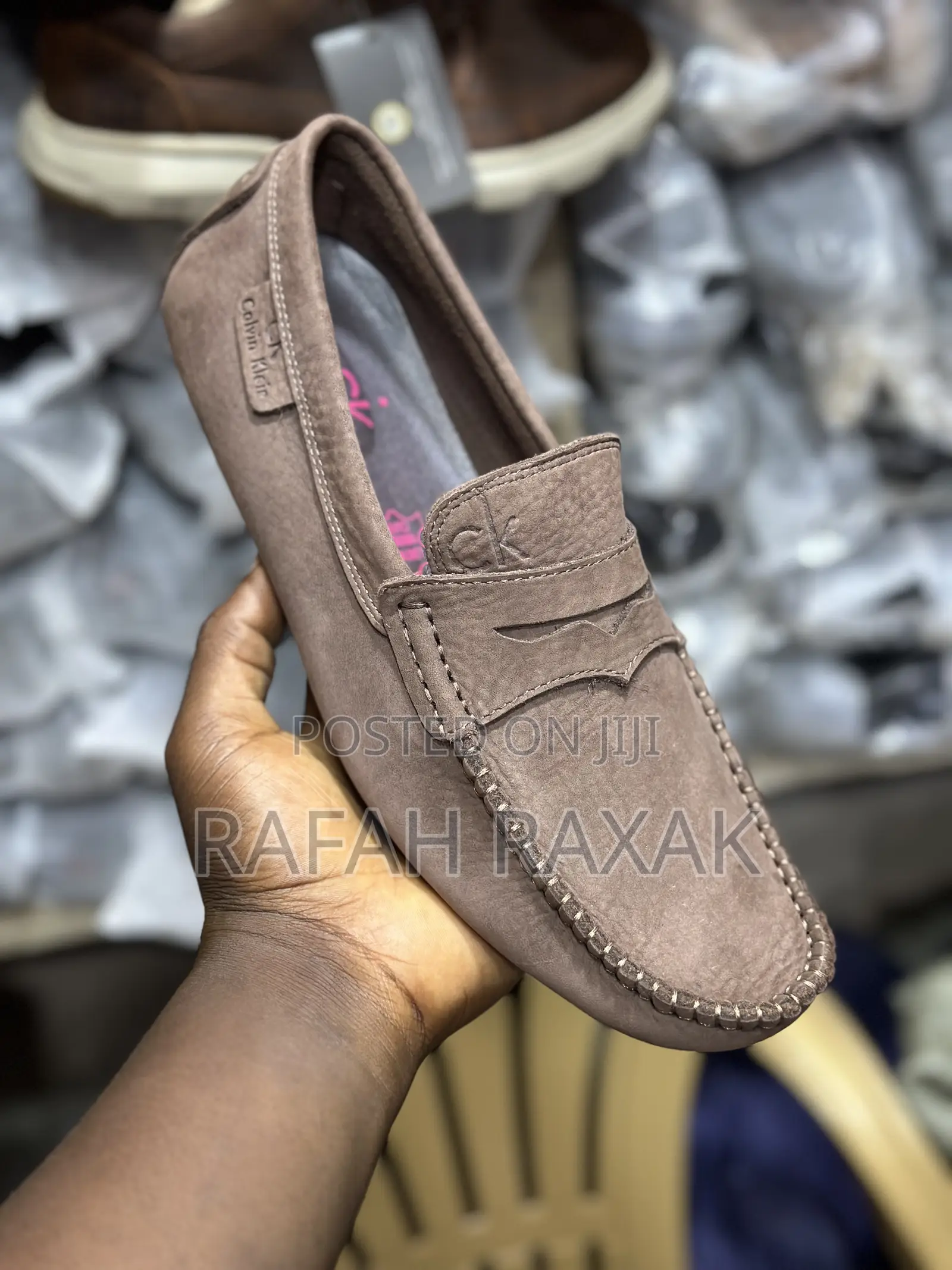 Men’S Classic Calvin Klein Rough Leather Moccasin