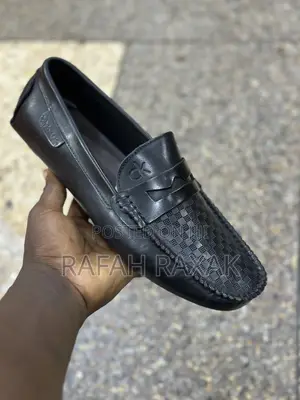Men’S Black Super Classic Calvin Klein Leather Moccasins