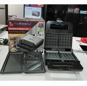 Hoffmans 3 In 1 Waffle Maker Sandwich Barbecue Grill- Black.