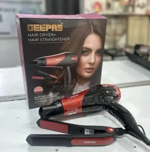 Geepas 2 In 1 Hair Dryer&Straightenercombo/Ceramic, Red