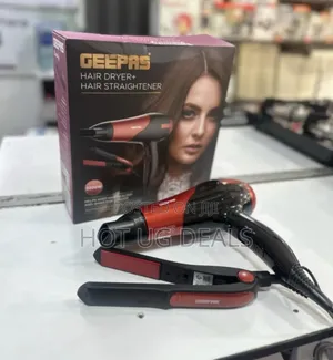 Geepas 2 In 1 Hair Dryer&Straightenercombo/Ceramic, Red
