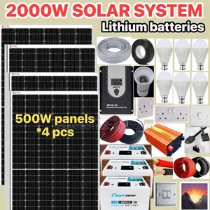 2000w Durable Solar Power Full Kit With Lithium Batteries