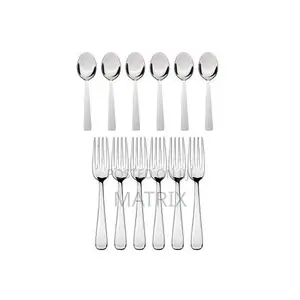 12 Pieces Cutlery Set (6 Forks, 6 Spoons) - Silver