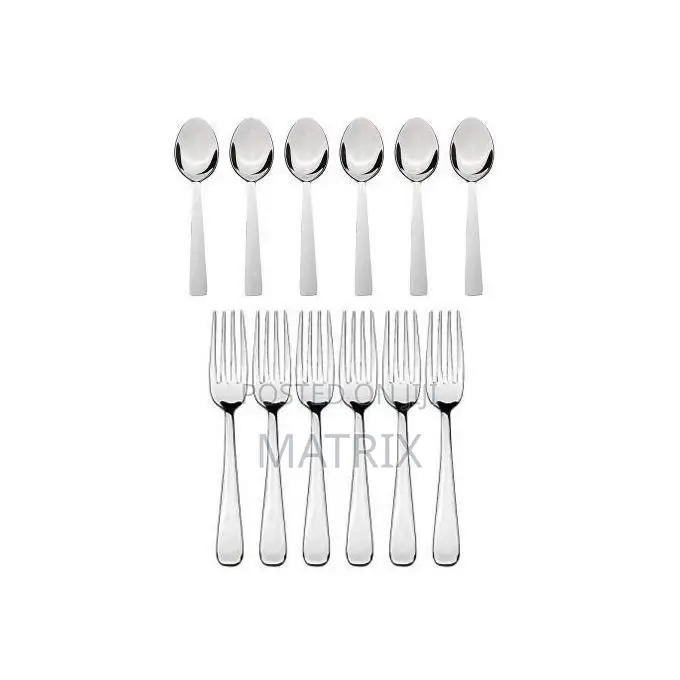 12 Pieces Cutlery Set (6 Forks, 6 Spoons) - Silver