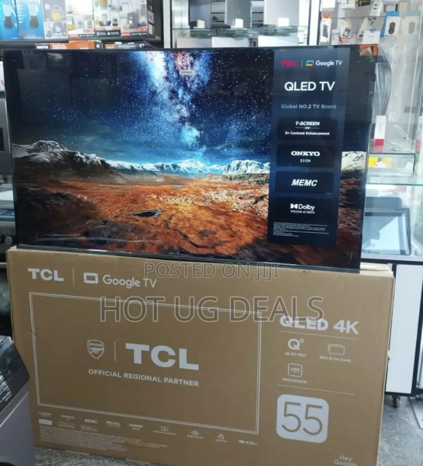 Tcl 55 Inch  4k Quantam Qled Google Tv With Bluetooth- Black