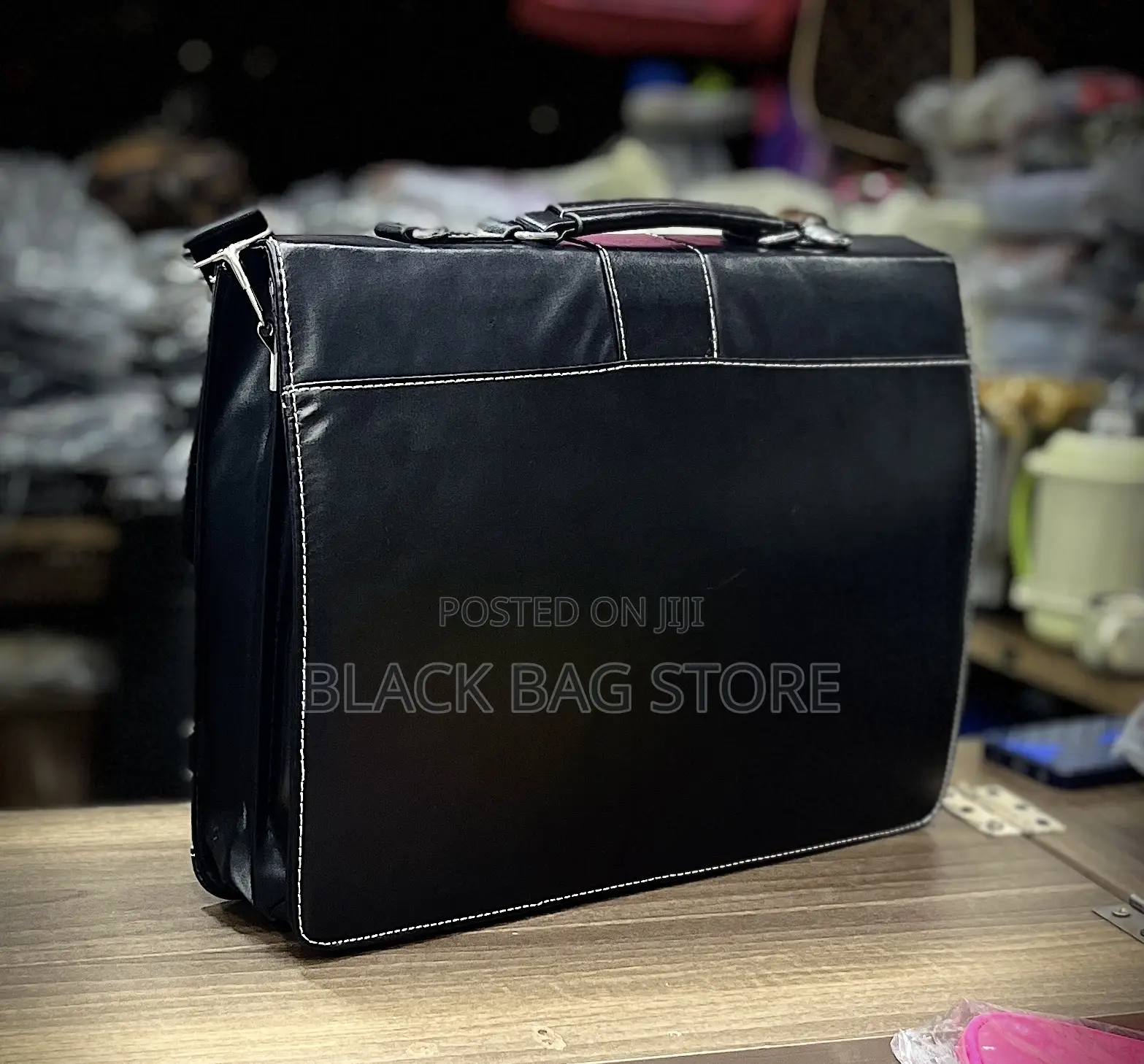 Leather Briefcase- Black