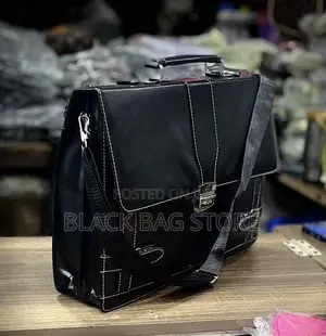 Leather Briefcase- Black
