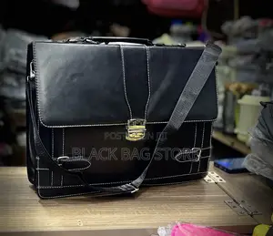 Leather Briefcase- Black