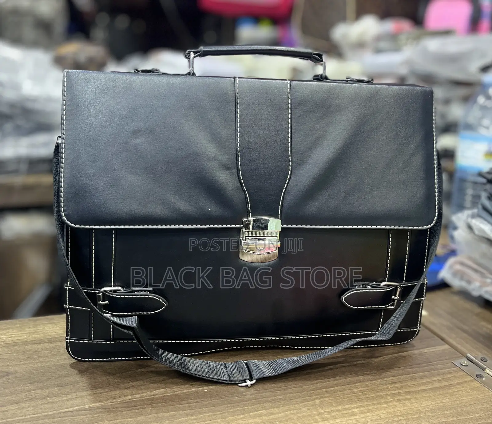 Leather Briefcase- Black