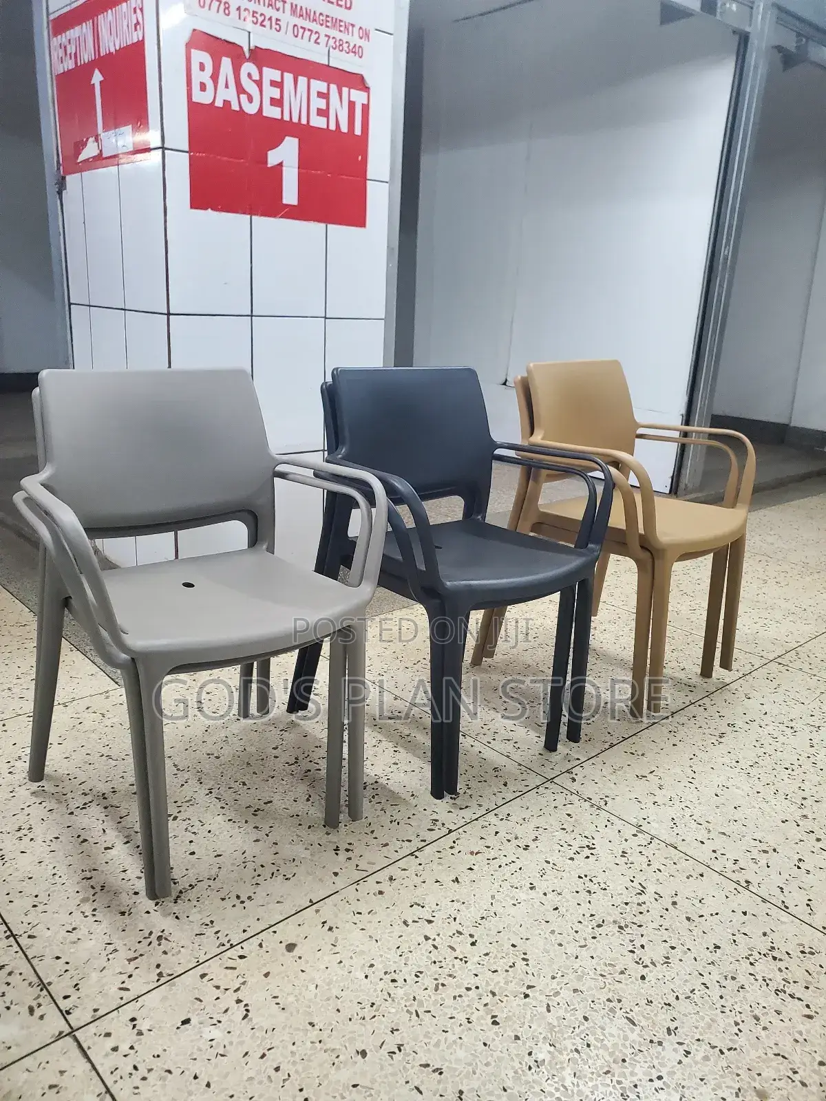 Black,Gray and Brown Plastic Chairs Plastic Chairs