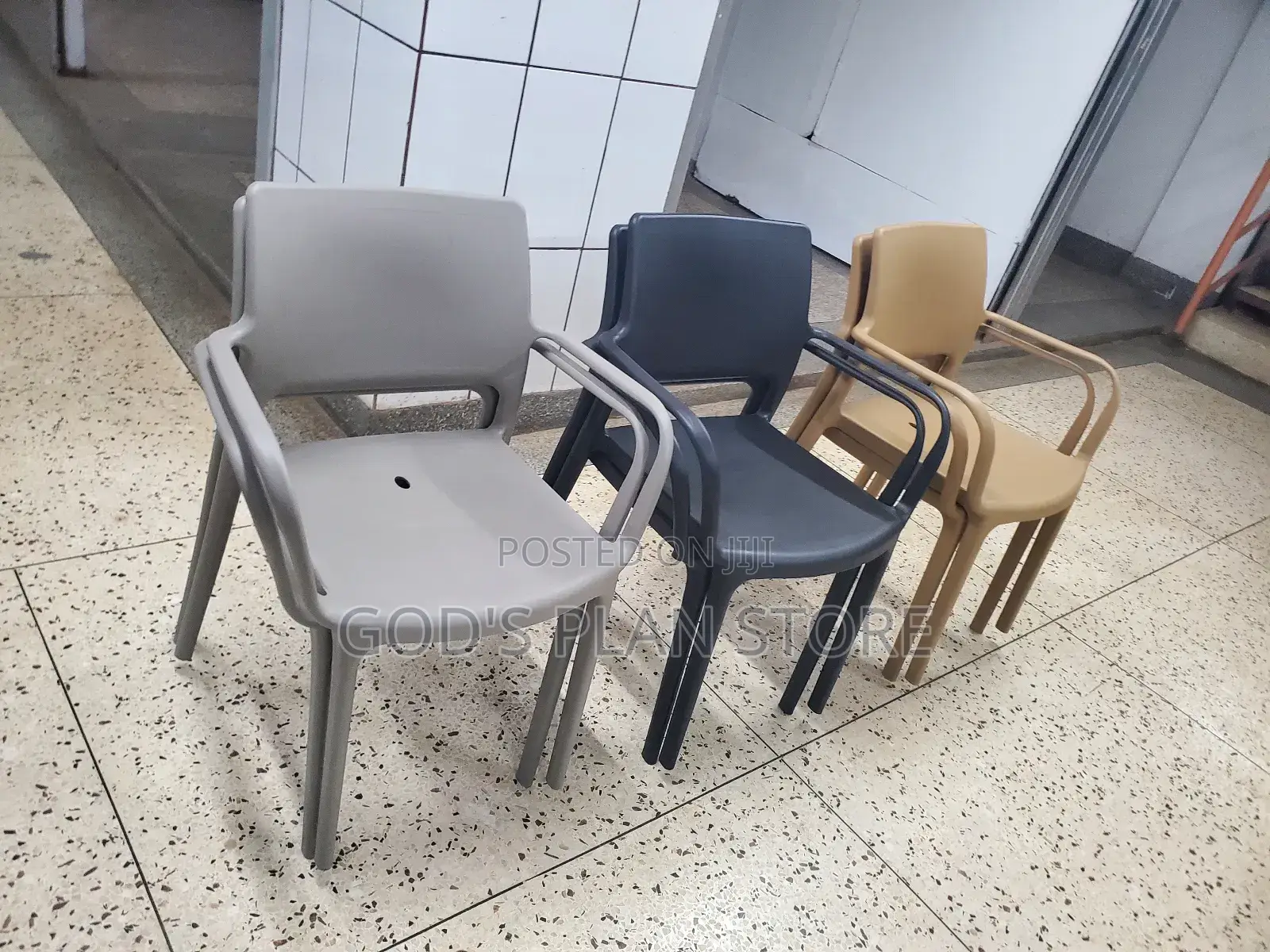 Black,Gray and Brown Plastic Chairs Plastic Chairs