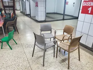 Gray and Brown Bar and Restaurant Plastic Chairs