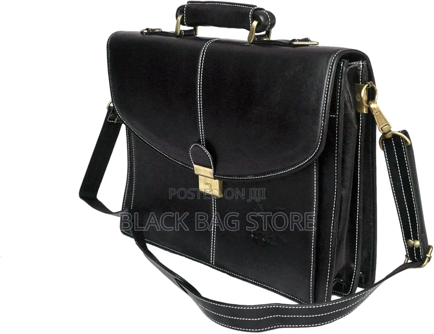 Leather Briefcase- Black
