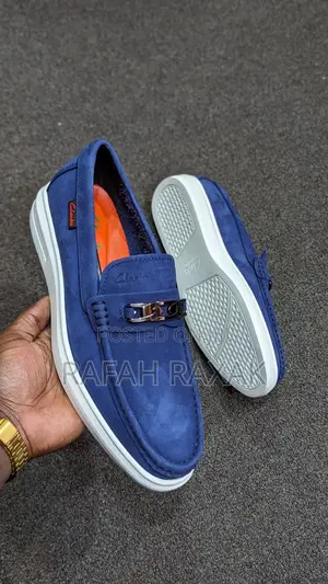 Original Blue/White Smart Casual Clarks Flat Sole Moccasins