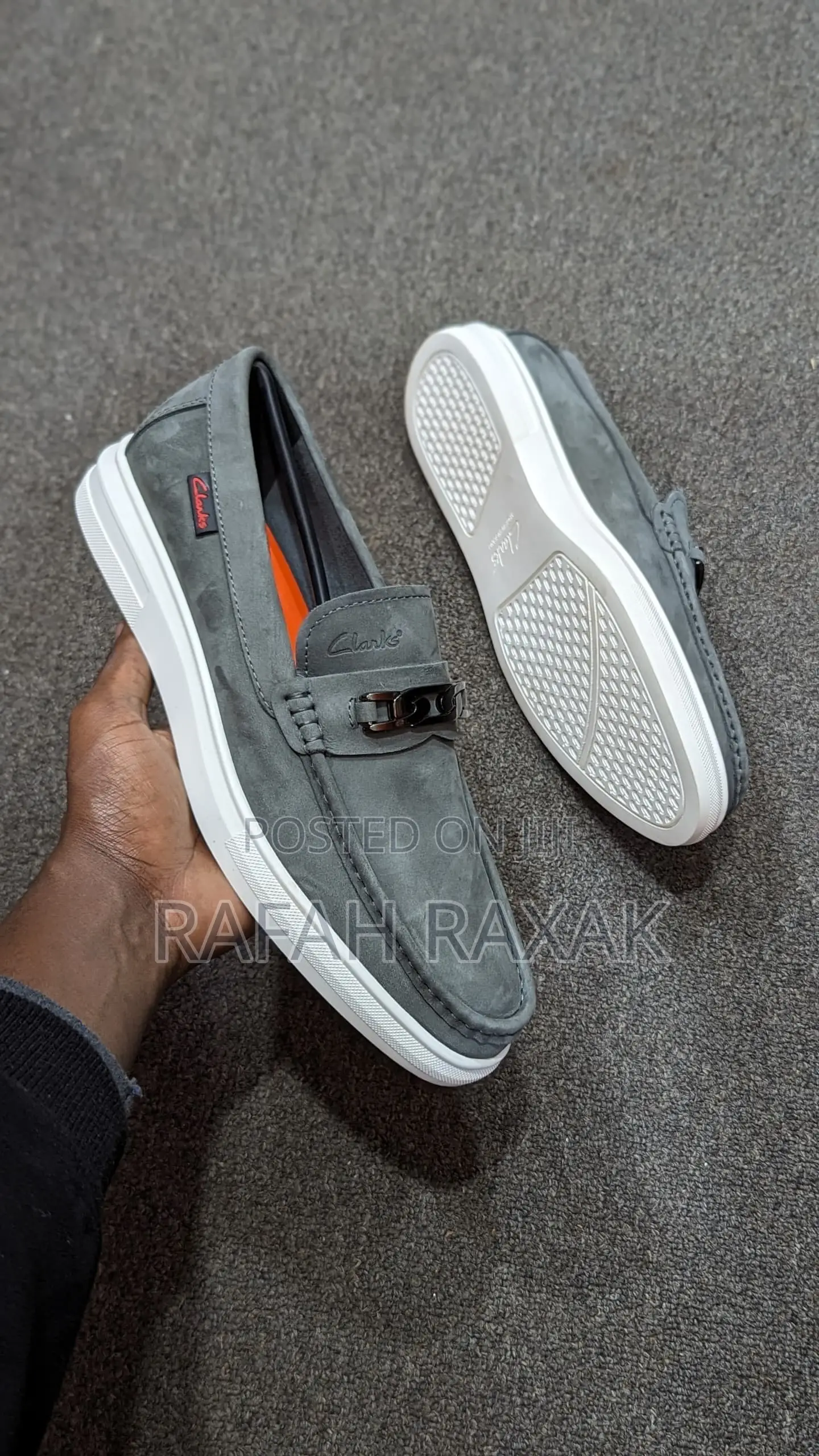 Original Grey/White Clarks Smart Casual Flat Sole Moccasins