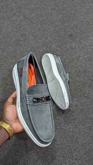 Original Grey/White Clarks Smart Casual Flat Sole Moccasins