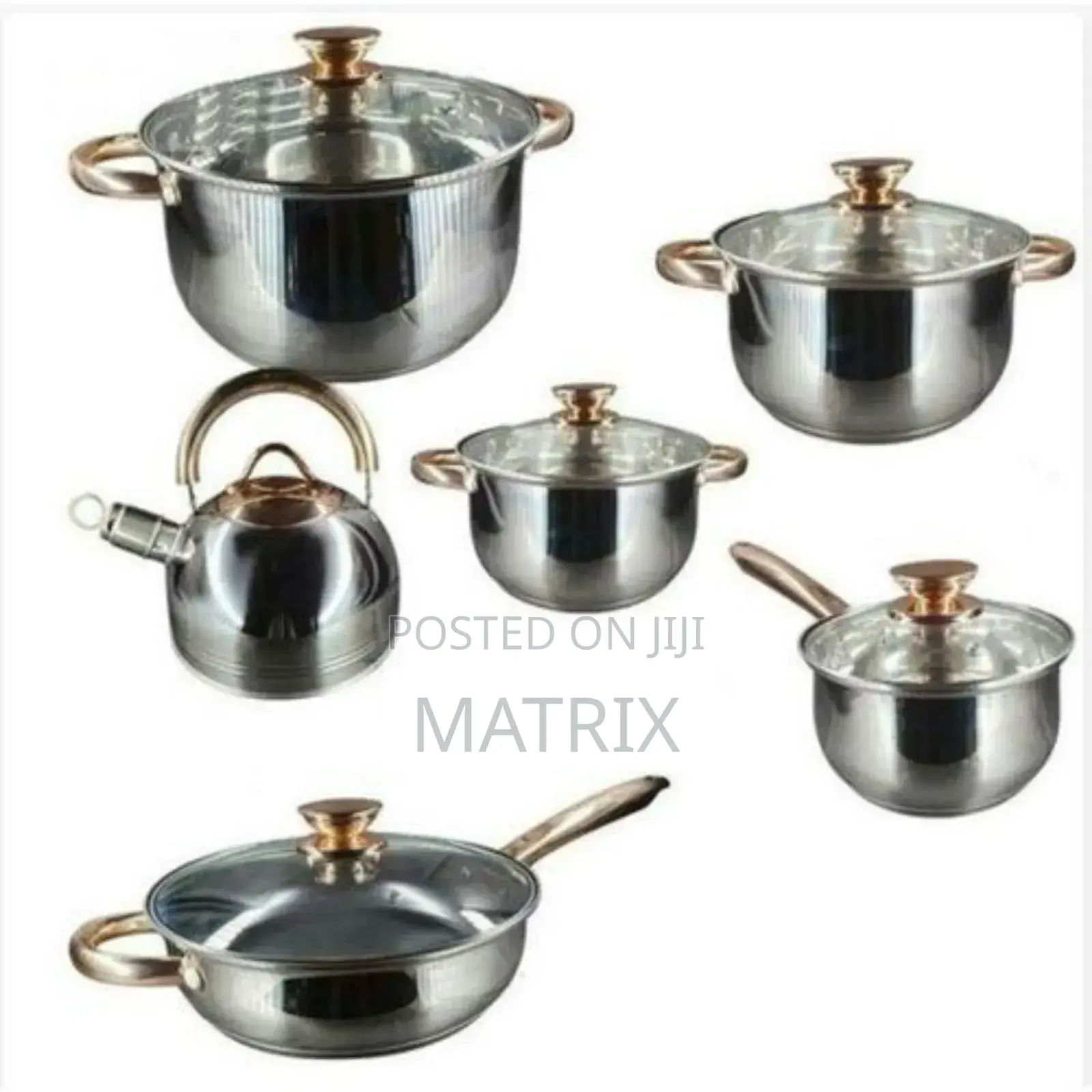 12 Piece Heavy Stainless Steel Cookware/Saucepans-Silver