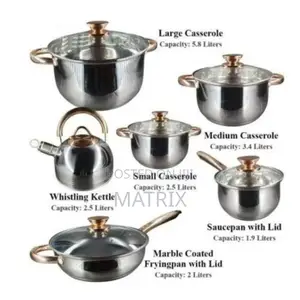 12 Piece Heavy Stainless Steel Cookware/Saucepans-Silver