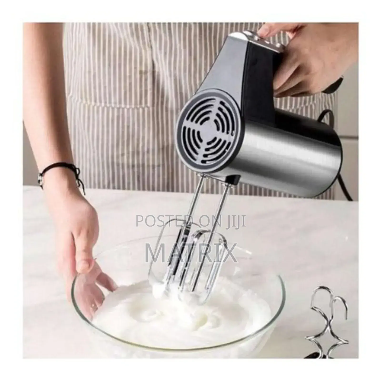 Hoffmans Hand Mixer Stainless Steel With Beaters Hooks