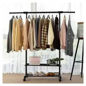 Cloth Storage Rack Garment Rail Stand Wardrobe Organizer