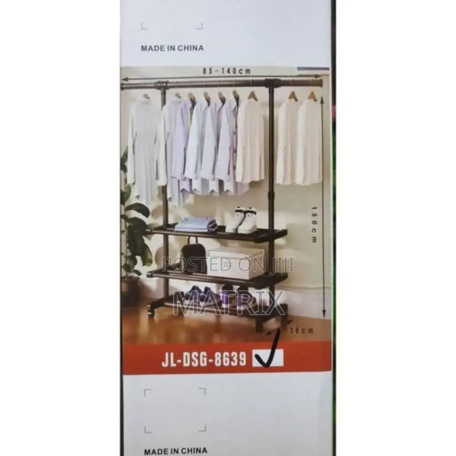 Cloth Storage Rack Garment Rail Stand Wardrobe Organizer