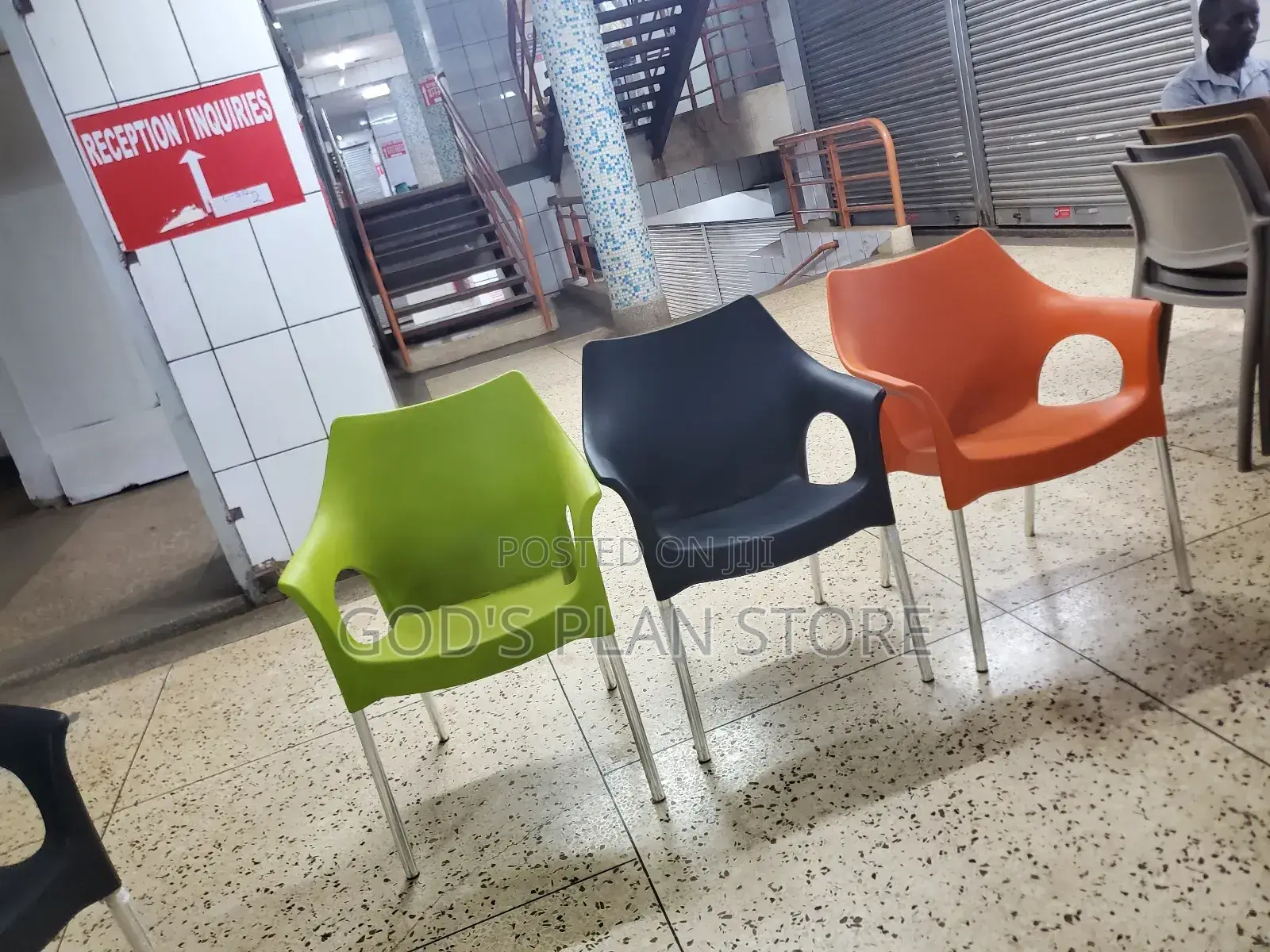 Black /Orange and Lemon Green Plastic Chairs Plastic Chairs