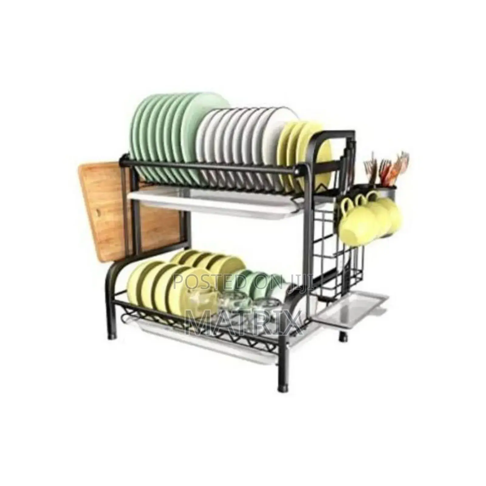 2 Tier Aluminum Plate Dish Drying Draining Rack Organizer,