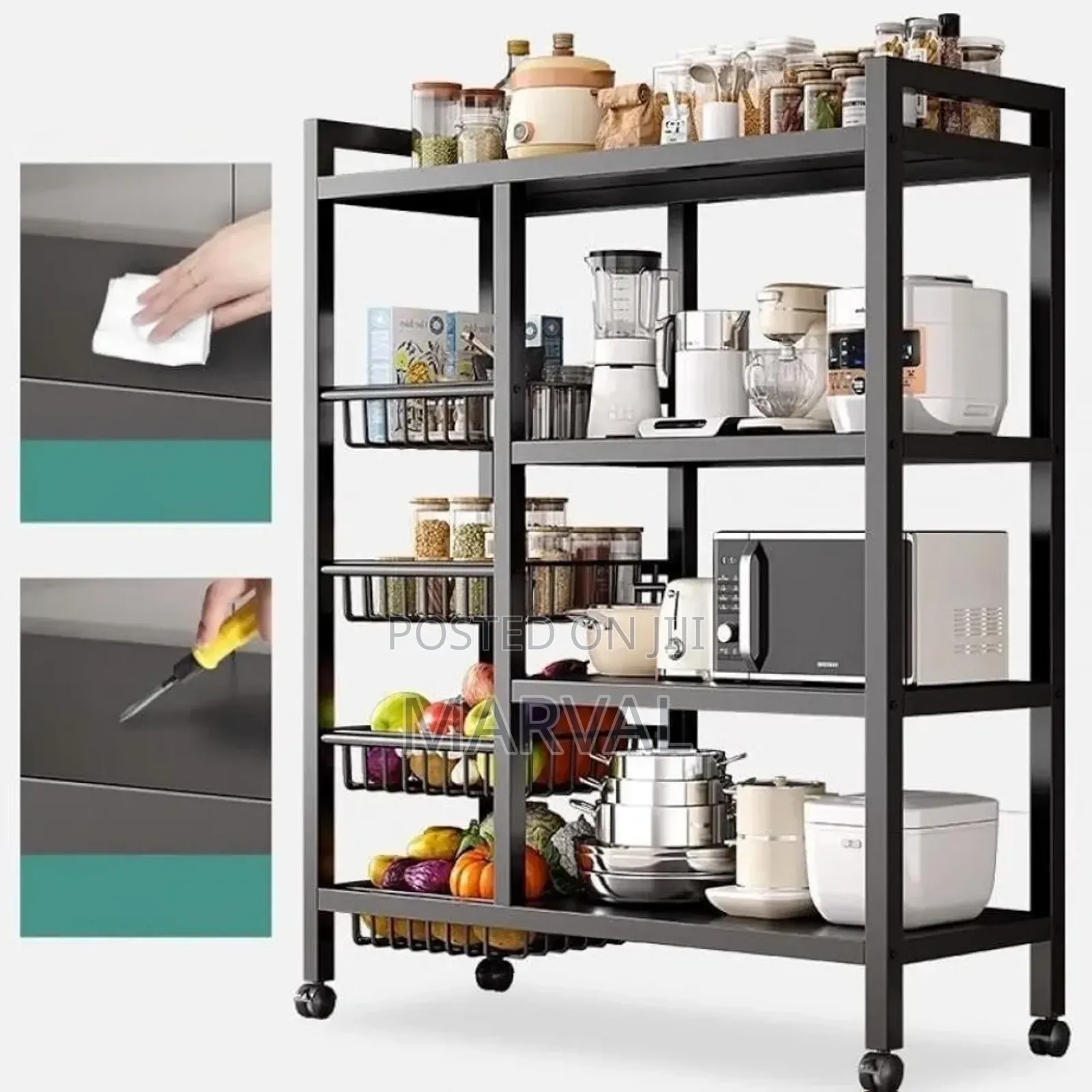 4-Tier Metal Heavy Duty Storage Standing Kitchen Organizer
