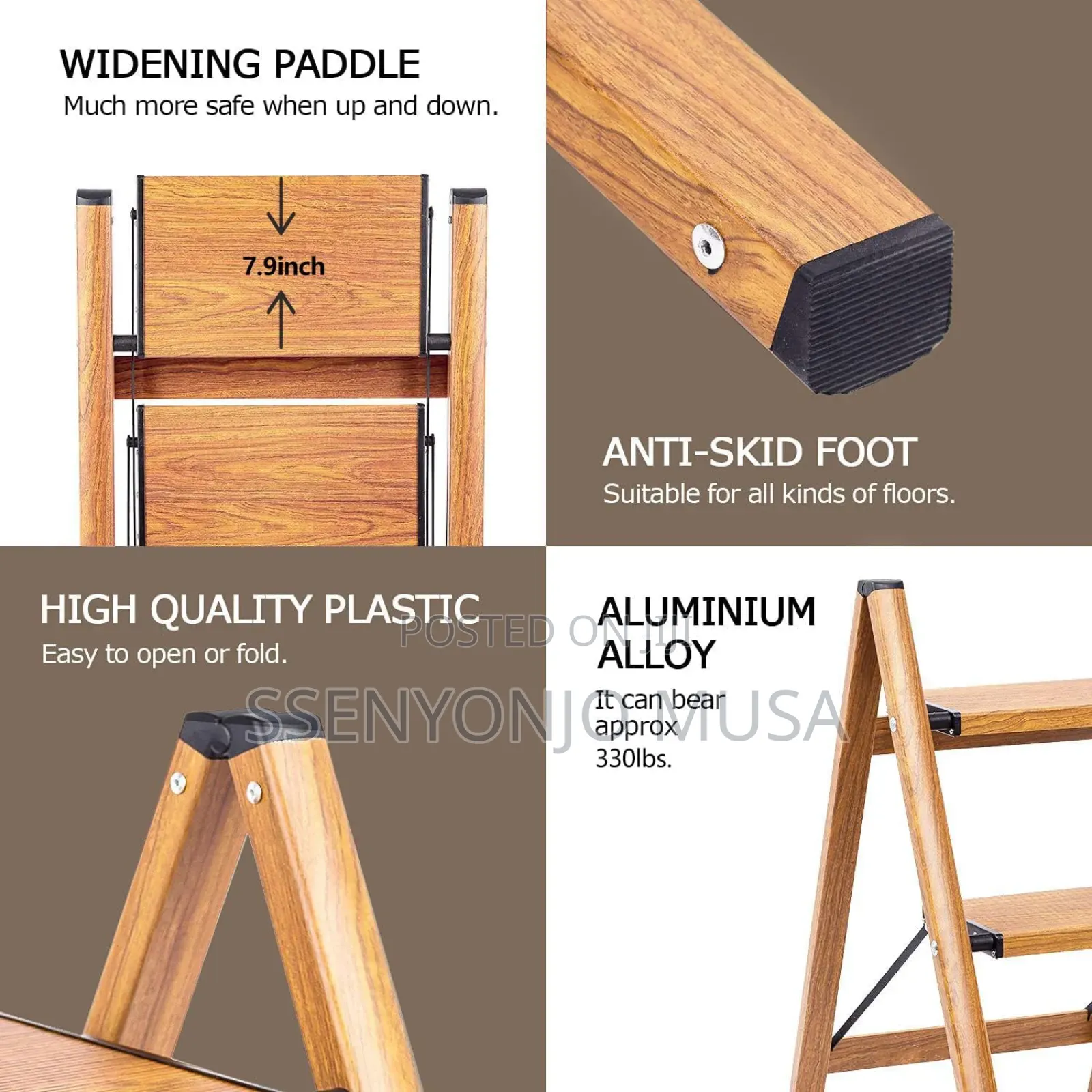3 Step Stool Home Ladder - Multifunctional Foldable