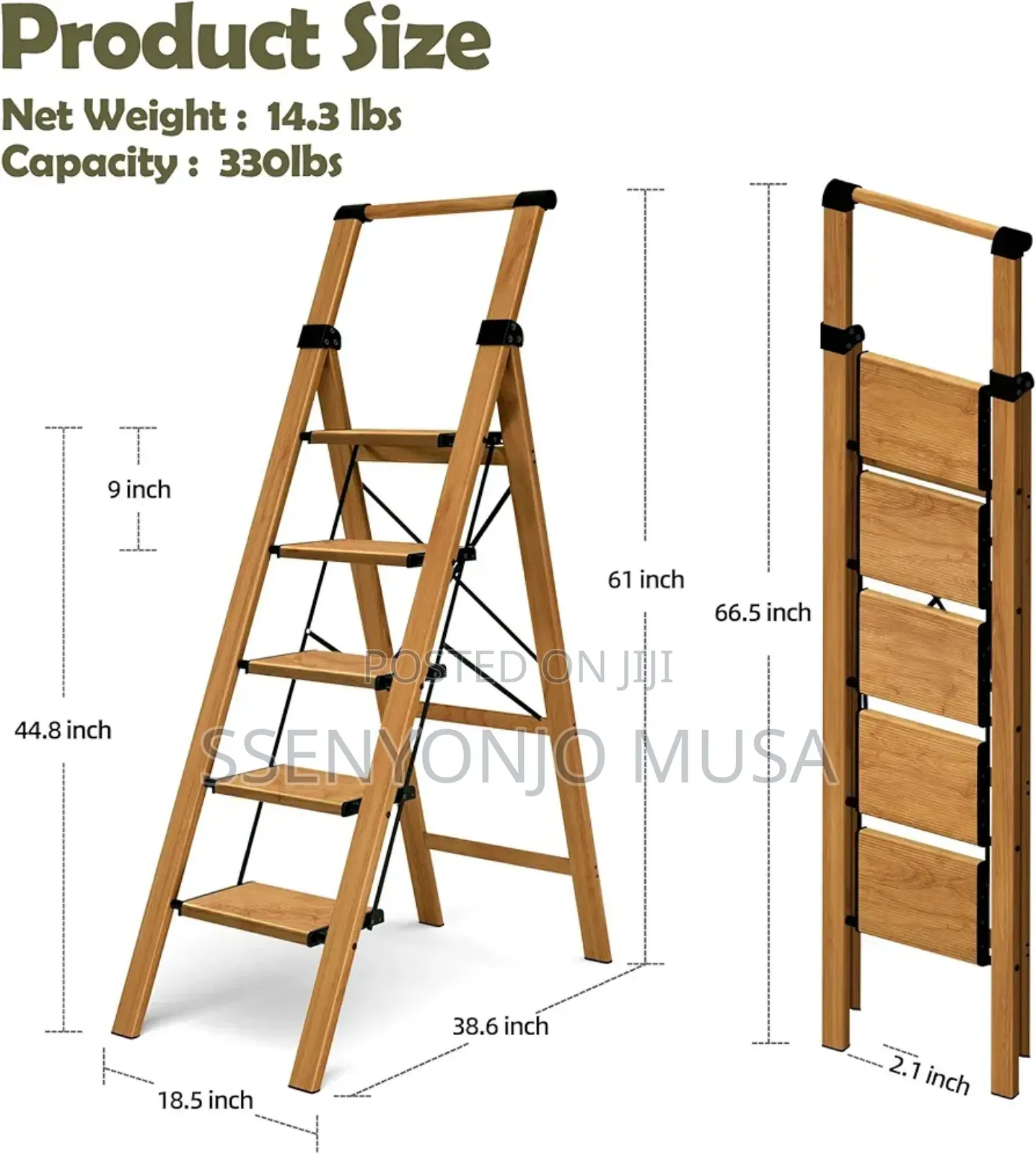 5-Step Folding Ladder - Lightweight Anti-Slip