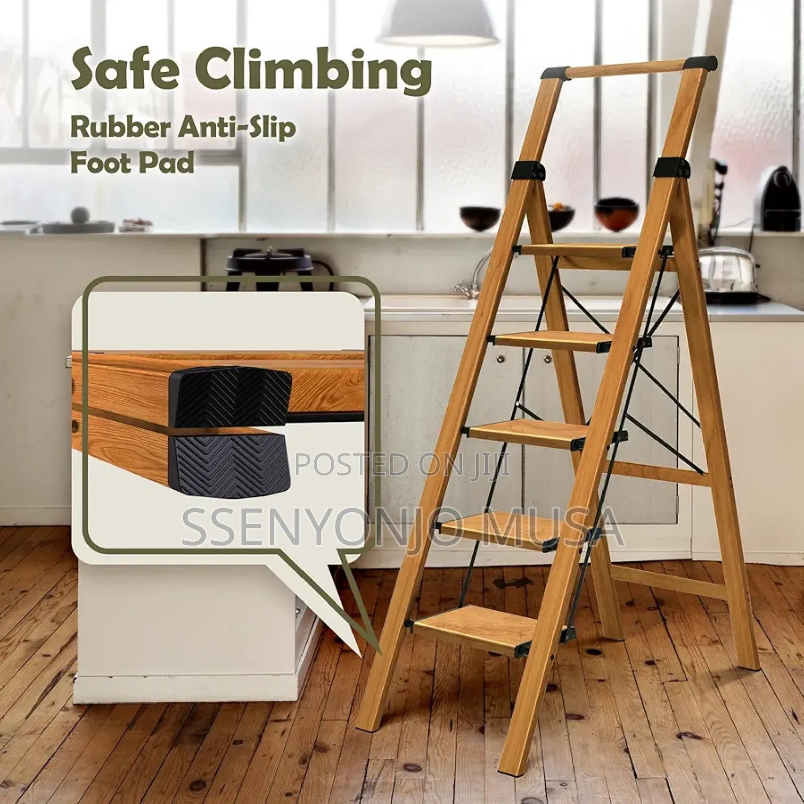 5-Step Folding Ladder - Lightweight Anti-Slip