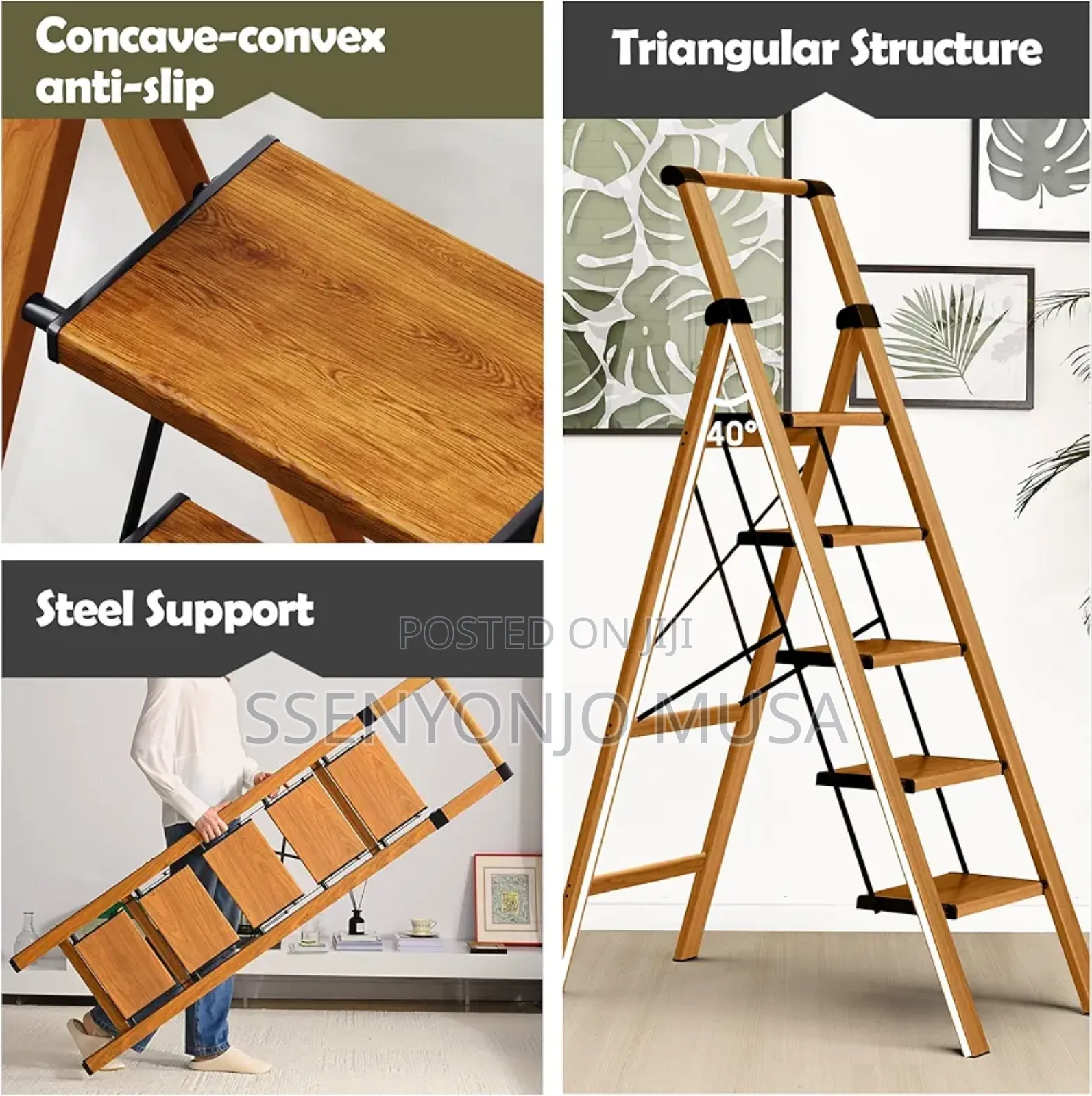 5-Step Folding Ladder - Lightweight Anti-Slip