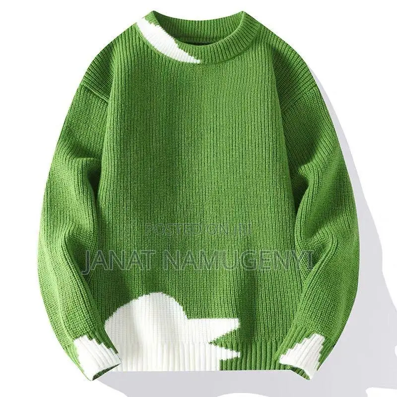 Green Sweater With Small White Design