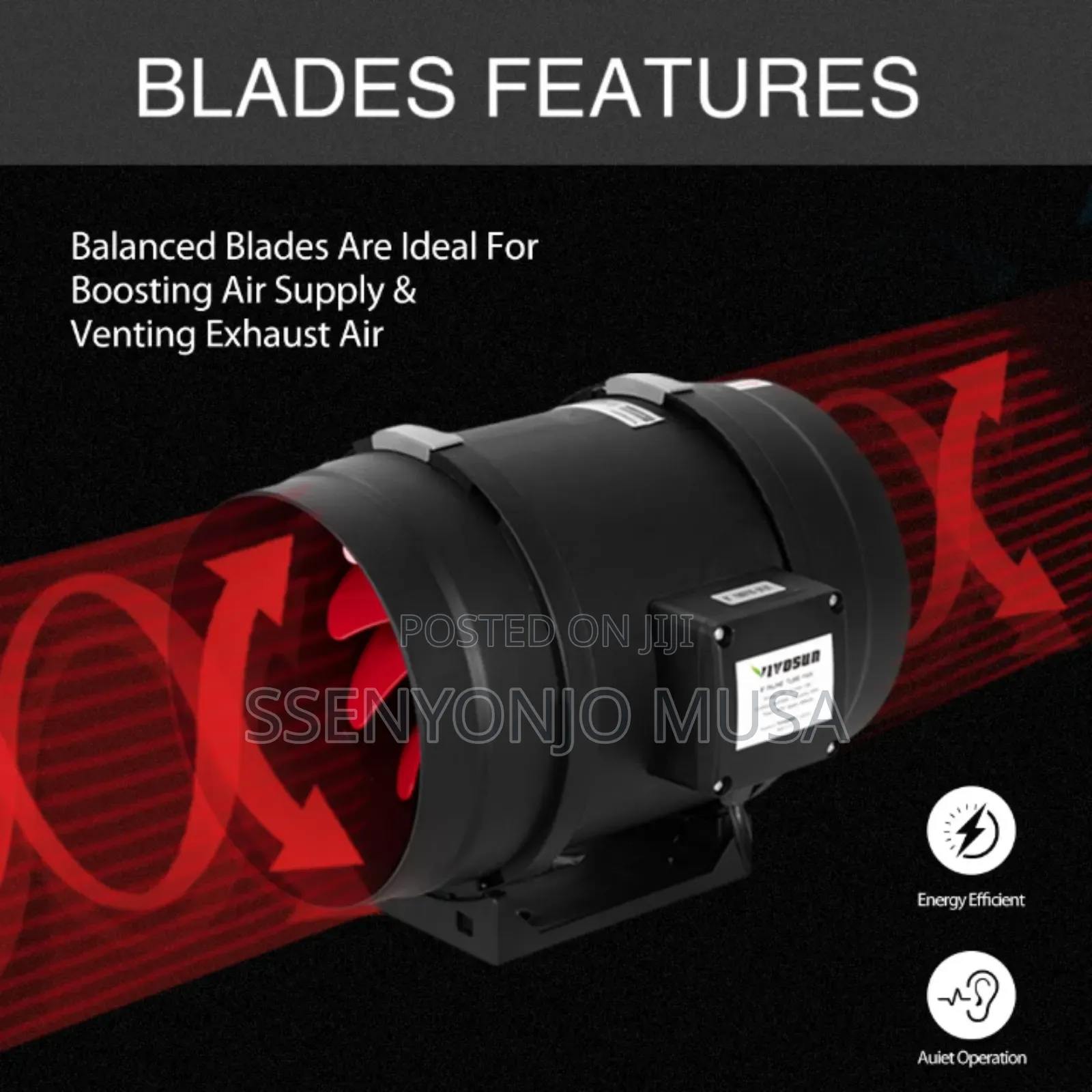 Portable Chimney Fan - Adjustable Speed Remote Control