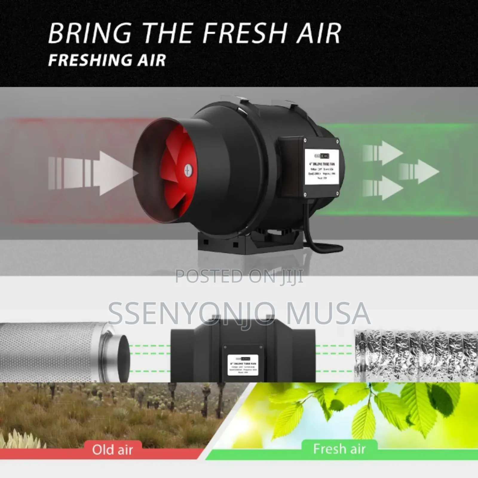 Portable Chimney Fan - Adjustable Speed Remote Control