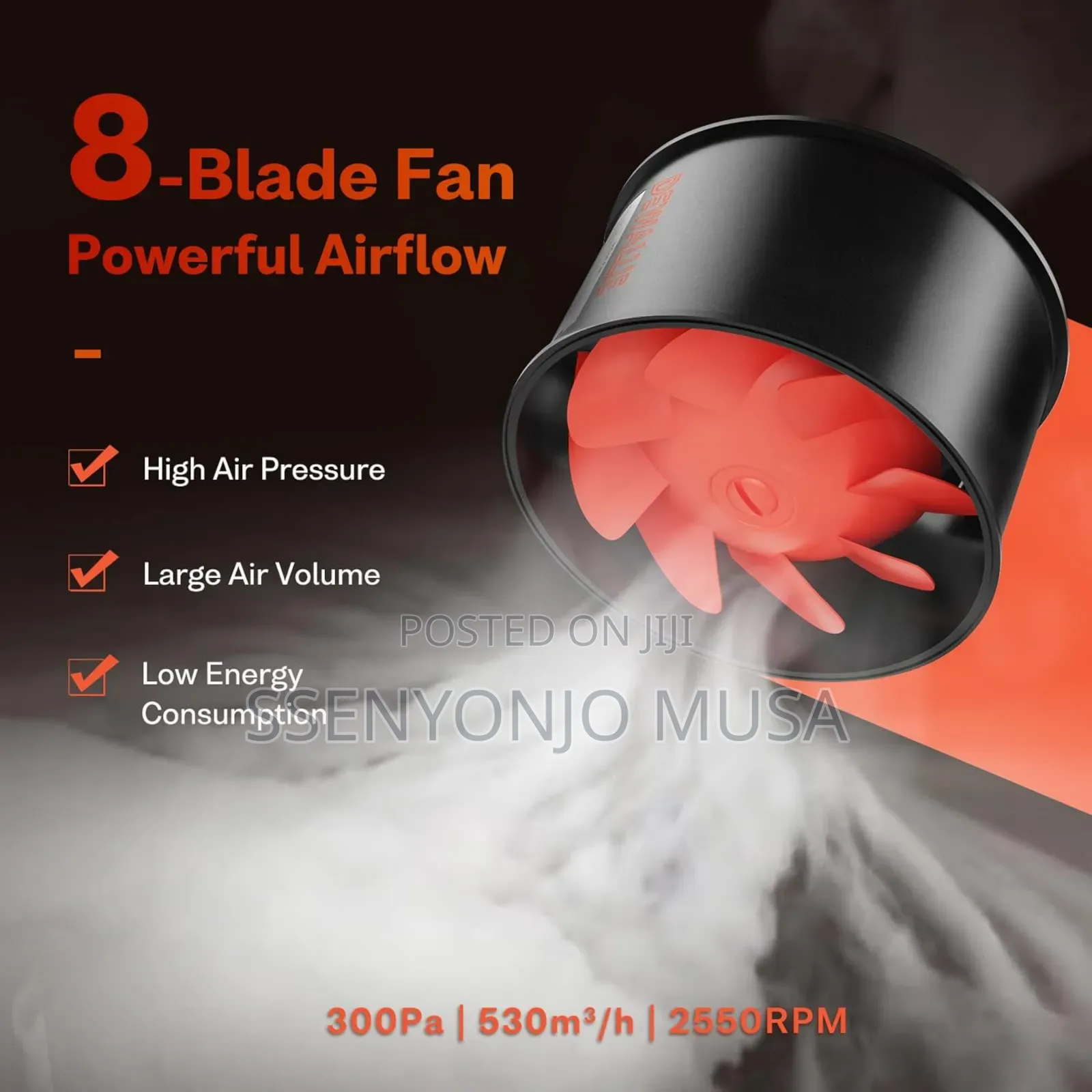 Portable Chimney Fan - Adjustable Speed Remote Control
