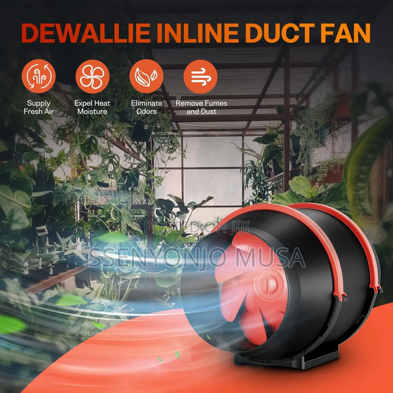 Portable Chimney Fan - Adjustable Speed Remote Control