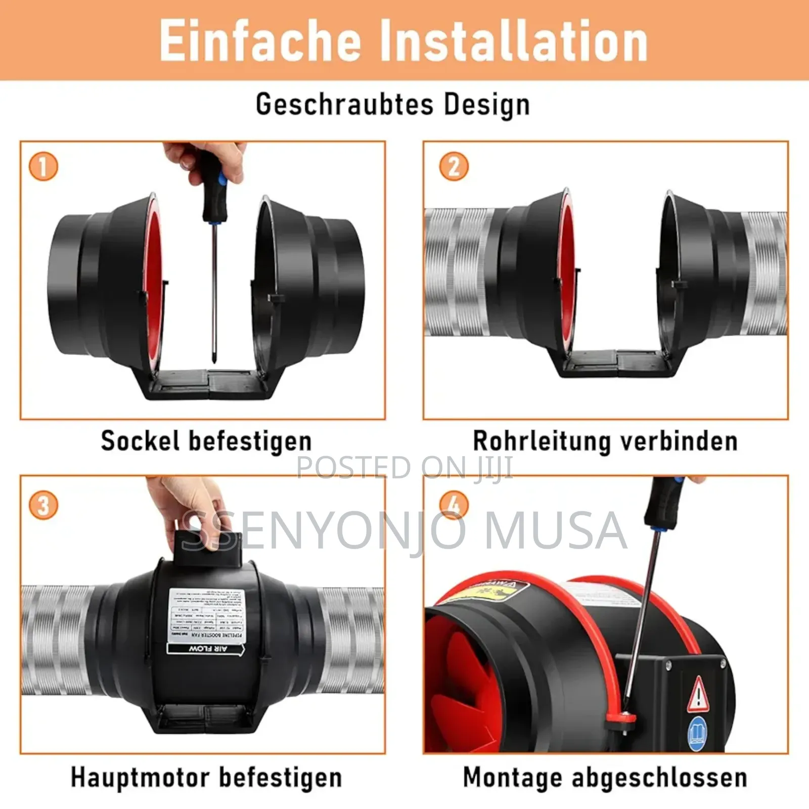 Portable Chimney Fan - Adjustable Speed Remote Control